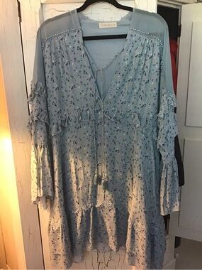 Stevie May Powder Blue Floral Ruffle Dress
